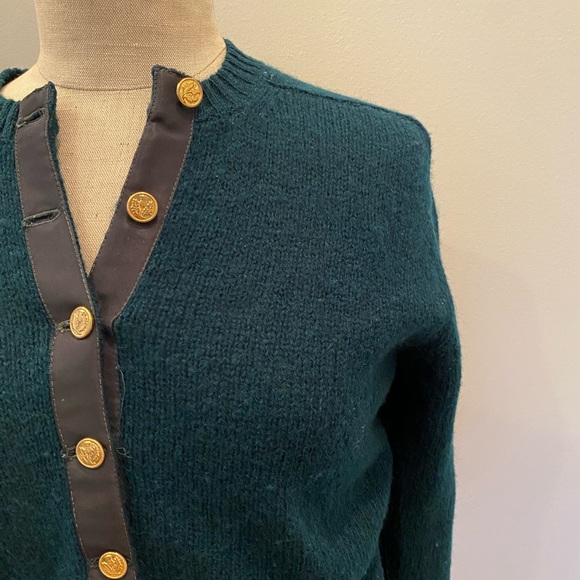 Breamar International Womens Green Cardigan Sweater w Gold Buttons / Size S (38) - Picture 2 of 9